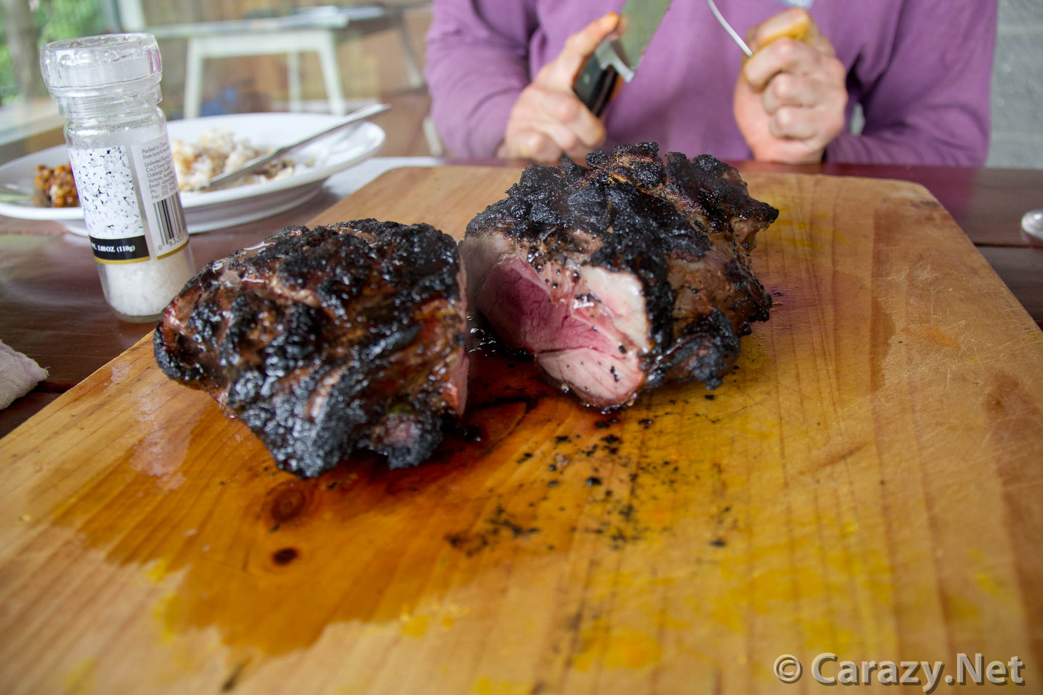 Garlic Infused Butterflied Lamb cooked on Coals in the Chiminea